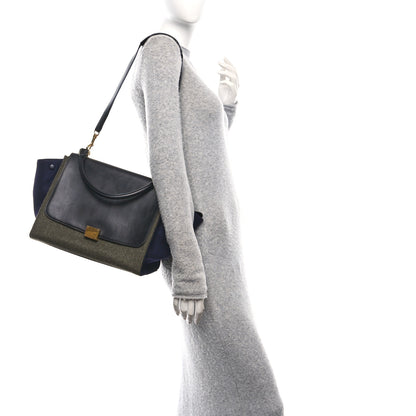 Celine Smooth Calfskin Felt Medium Trapeze Khaki 2 of 8