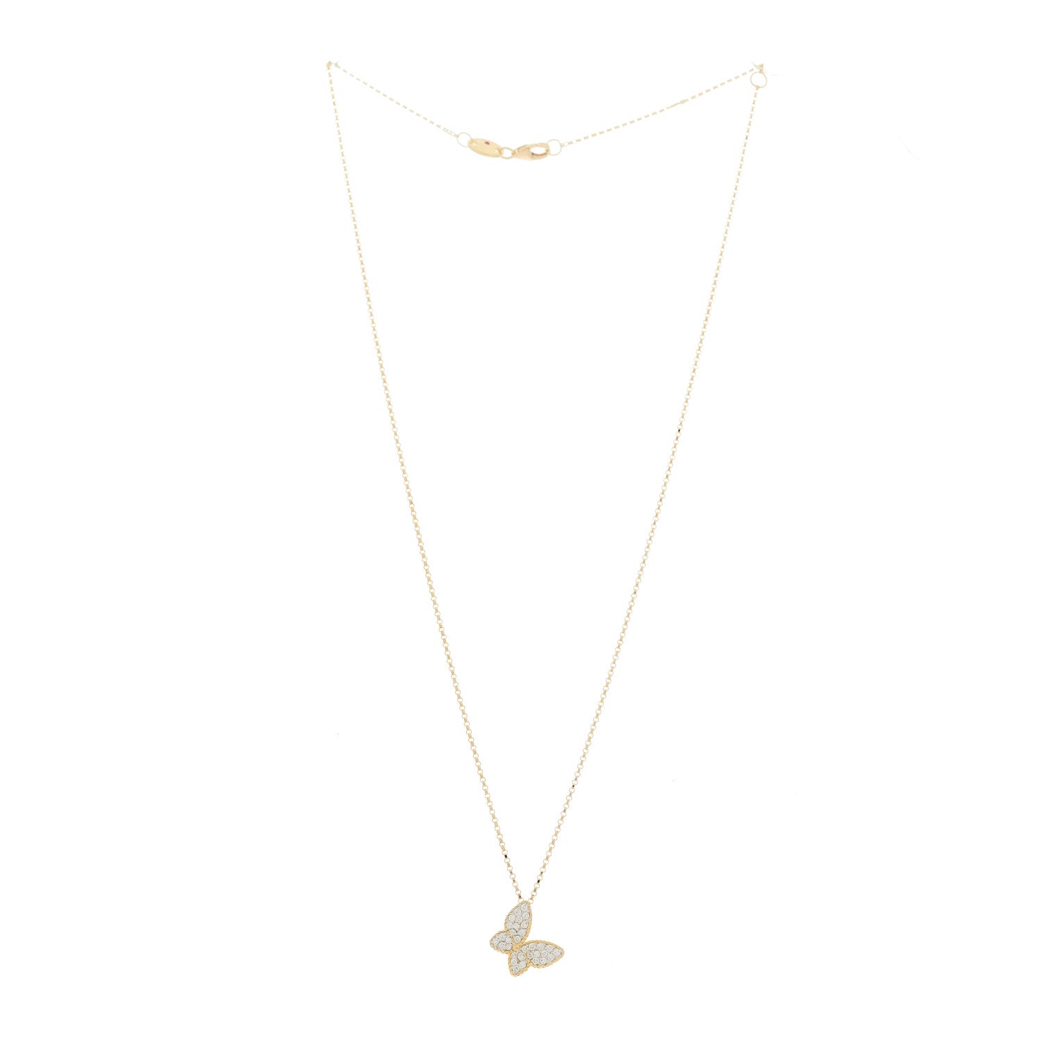 Roberto Coin 18K Yellow Gold Diamond Princess Butterfly Pendant Necklace 3 of 6