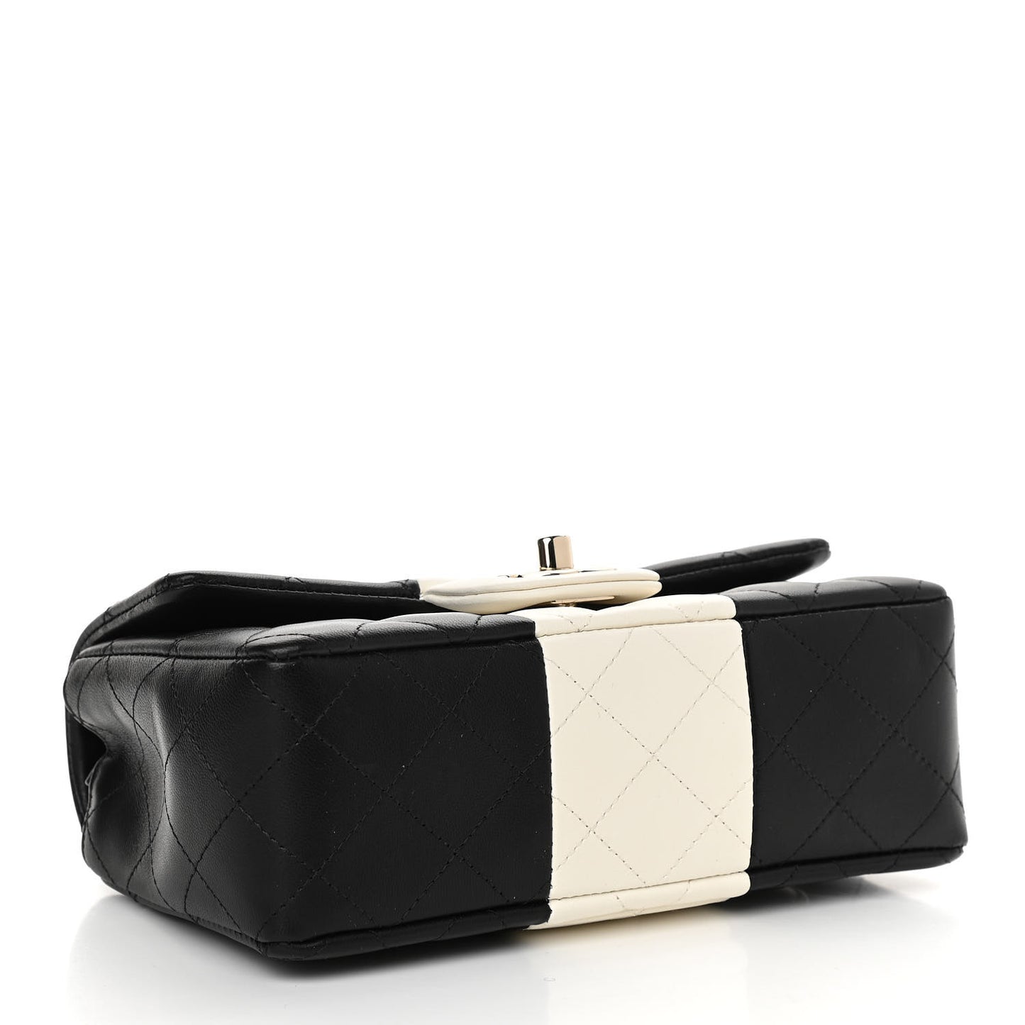 Lambskin Quilted Mini Rectangular Flap Black White