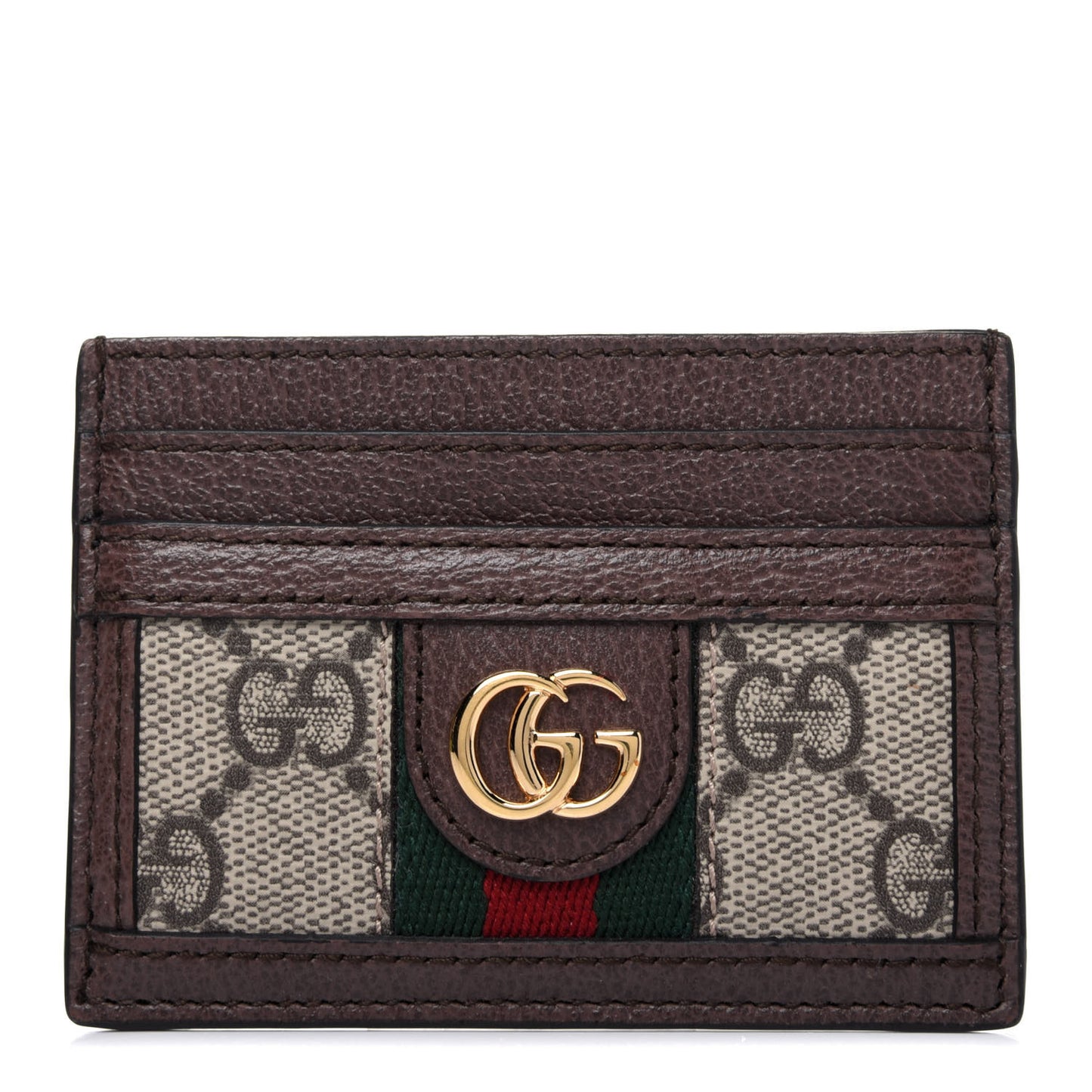 GG Supreme Monogram Ophidia Card Holder Brown