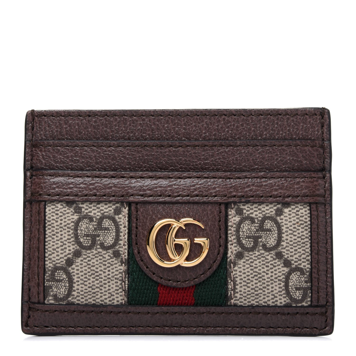Gucci GG Supreme Monogram Ophidia Card Holder Brown 1 of 12