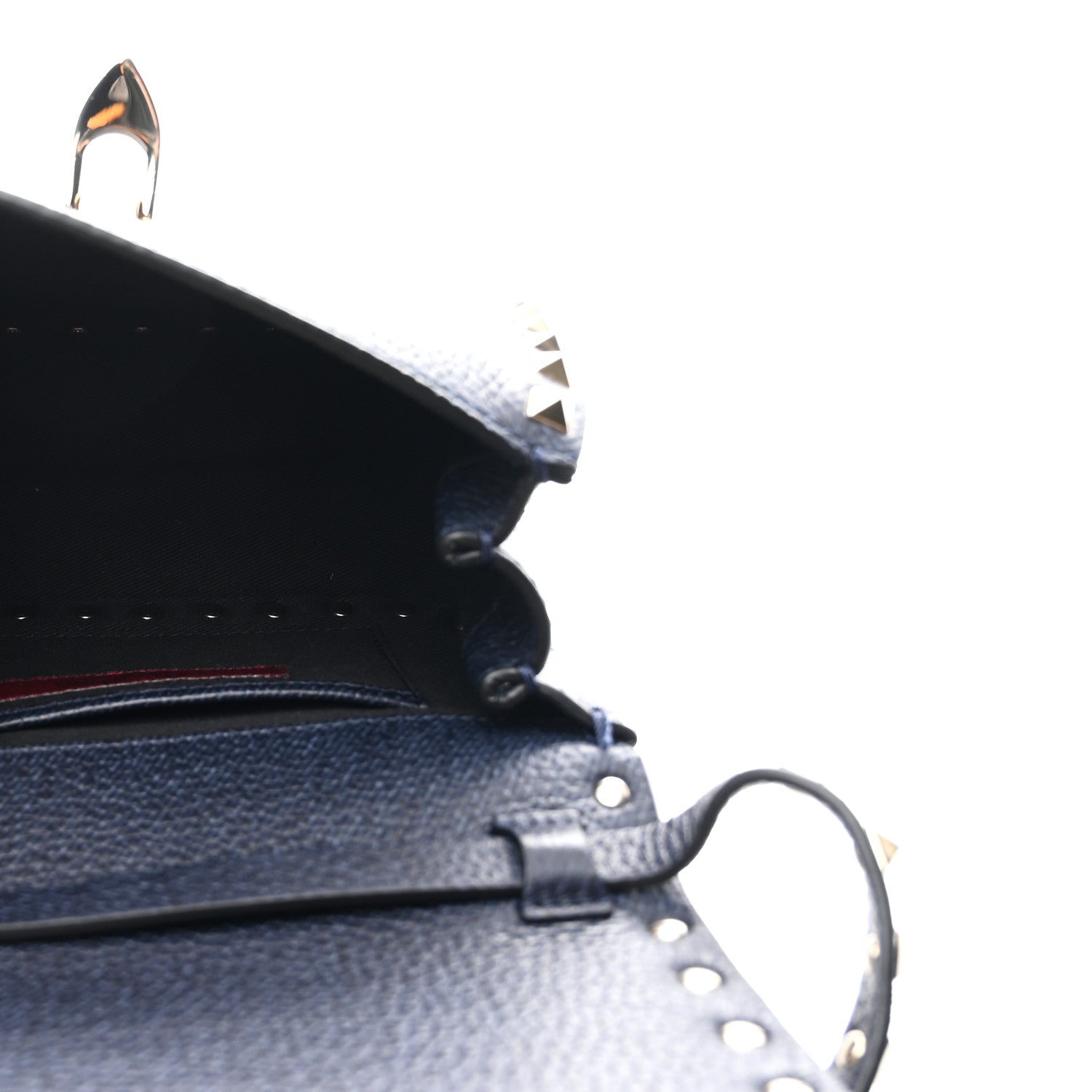 Valentino Garavani Pebbled Calfskin Mini Rockstud Crossbody Bag Navy Blue 5 of 9