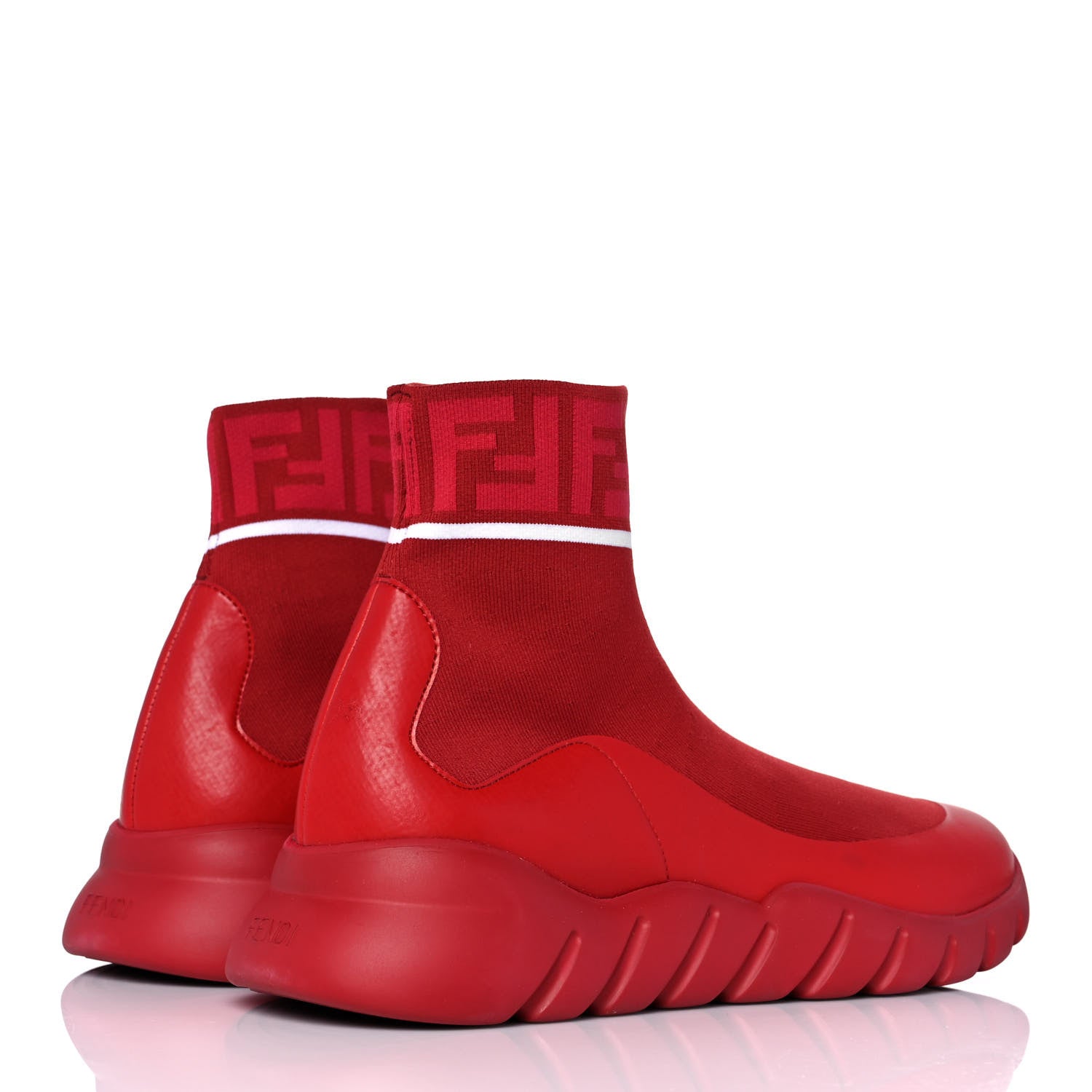 Fendi Jersey FF Mania Mens High Top Sock Sneakers 8 Red 4 of 8