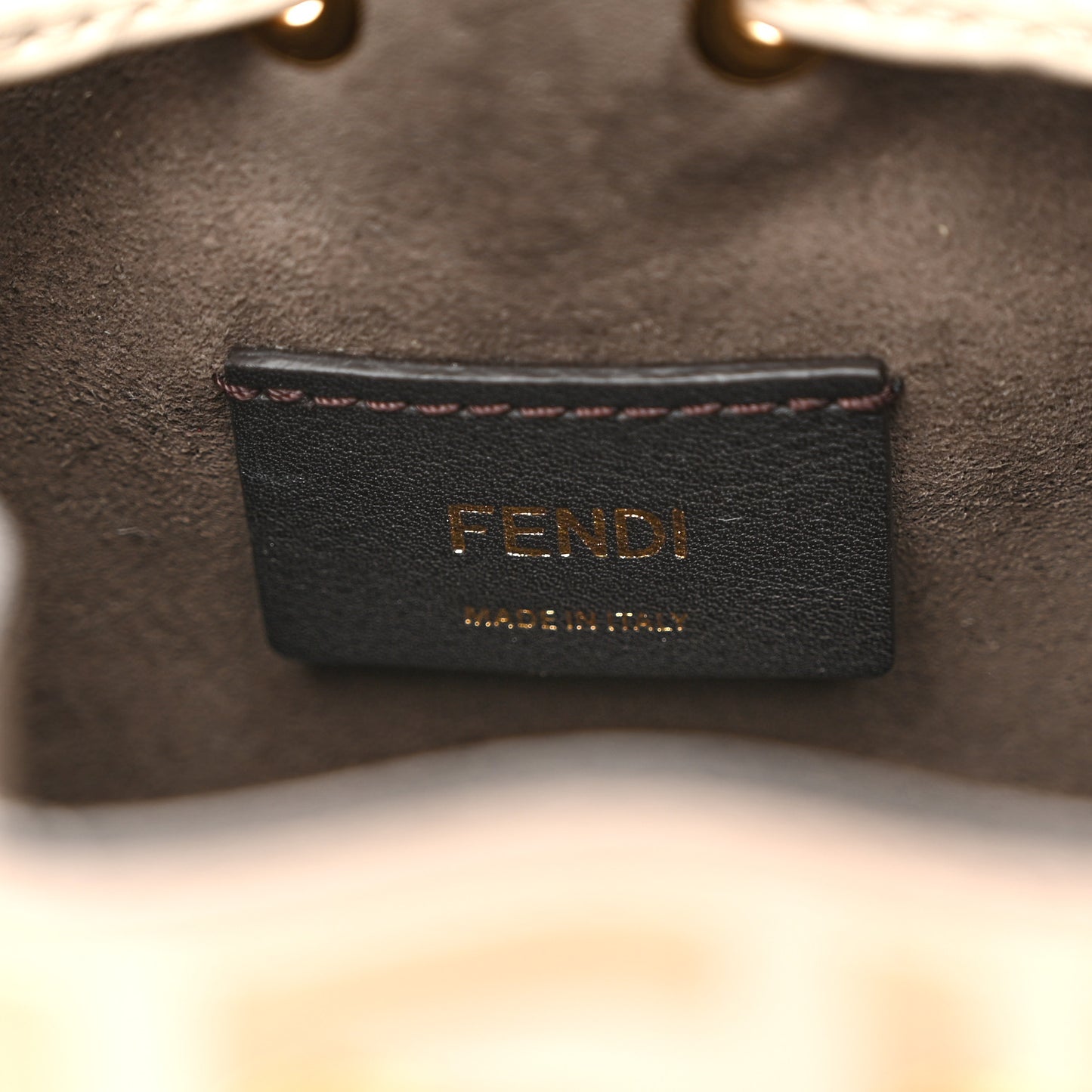 Vitello Liberty F is Fendi Bi-Color FF 1974 Embossed Mini Mon Tresor Bucket Bag Camelia Mandorlo