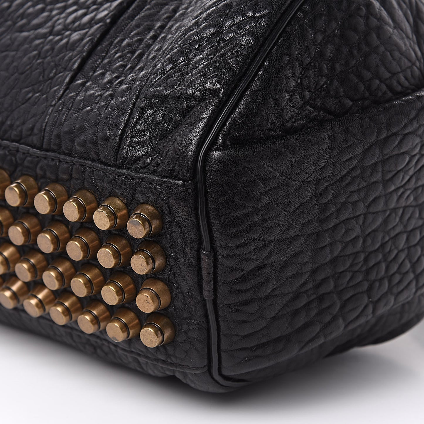 Pebbled Lambskin Rockie Black Antique Brass Hardware