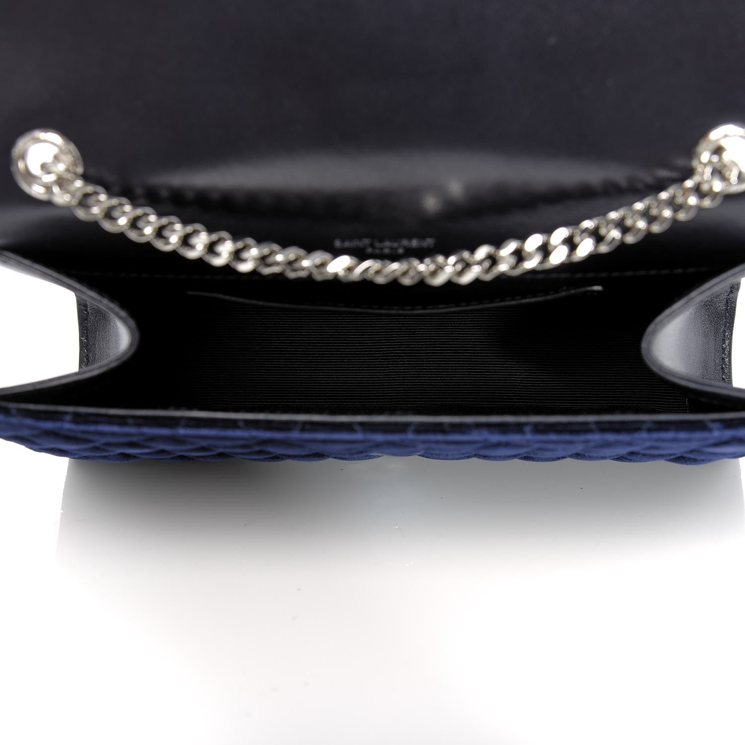 Saint Laurent Velvet Matelasse Triquilt Small Monogram Satchel Navy 5 of 10