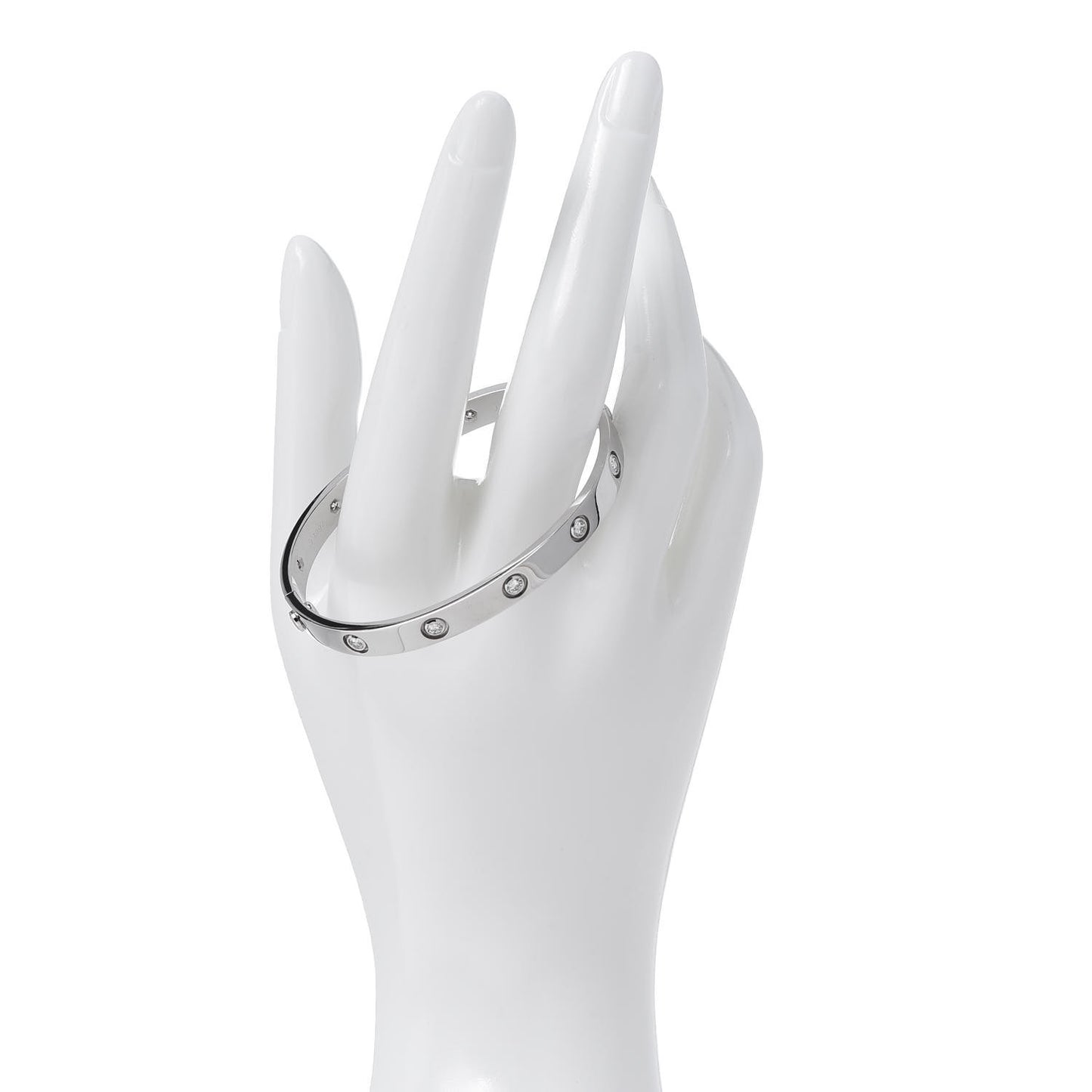 18K White Gold 10 Diamond LOVE Bracelet 17