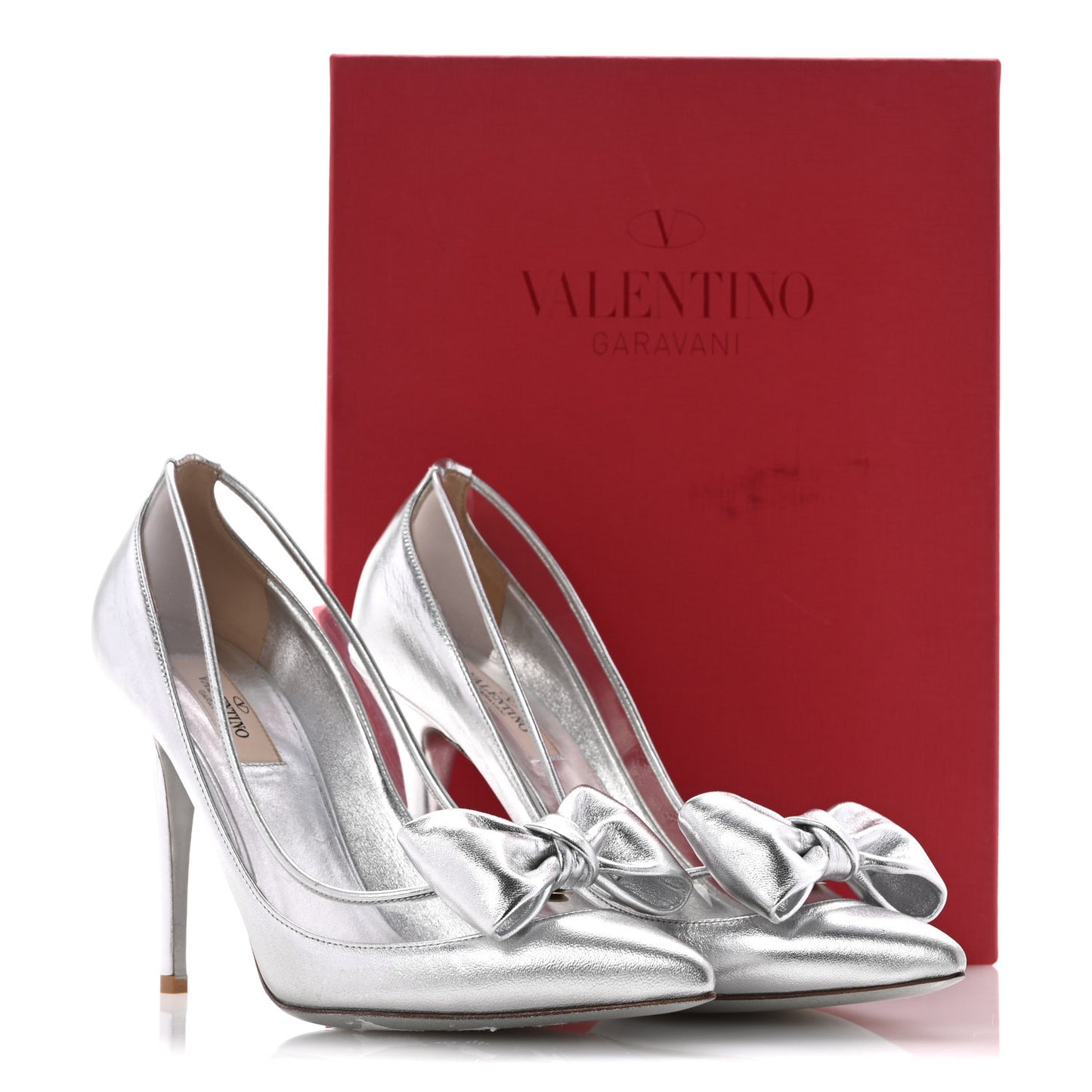 Metallic Nappa PVC Dollybow Pumps 38.5 Silver