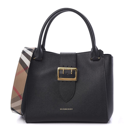 Burberry Soft Grain Calfskin Medium Buckle Tote Black 1 of 11