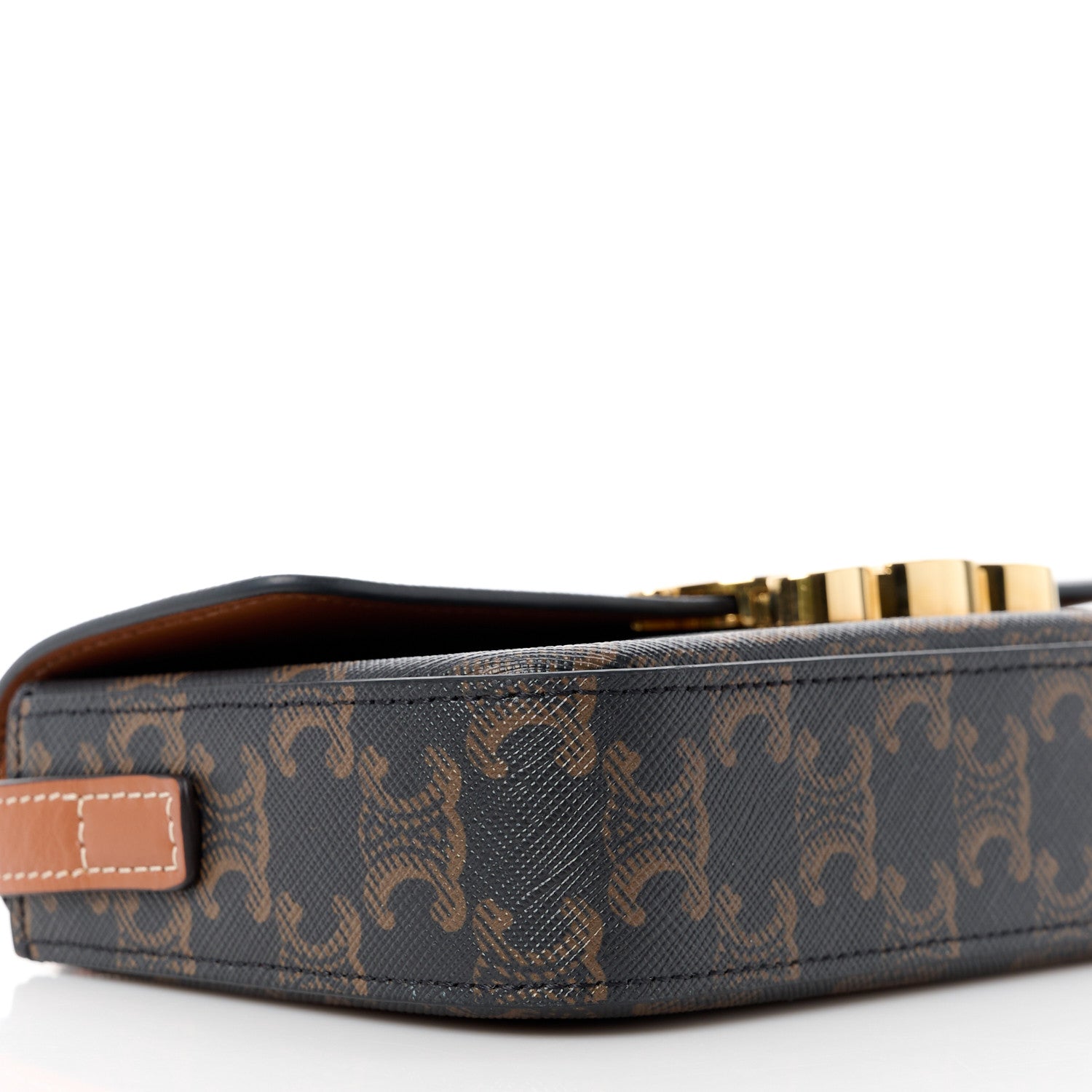 Celine Canvas Calfskin Triomphe Shoulder Bag Tan 10 of 11