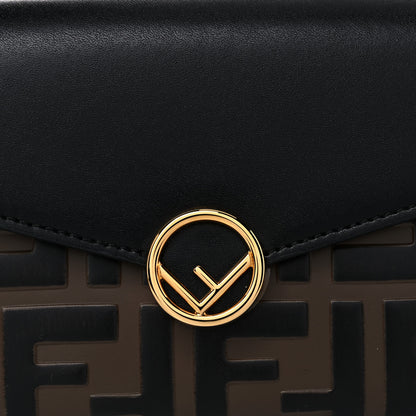 Fendi Vitello Liberty F is Fendi Bi-Color FF 1974 Embossed Continental Envelope Wallet Maya Black 9 of 9