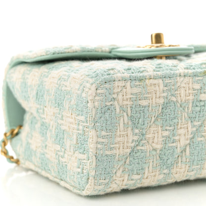 Chanel Tweed Handle Crush Top Handle Flap Bag Light Blue Ecru 9 of 12