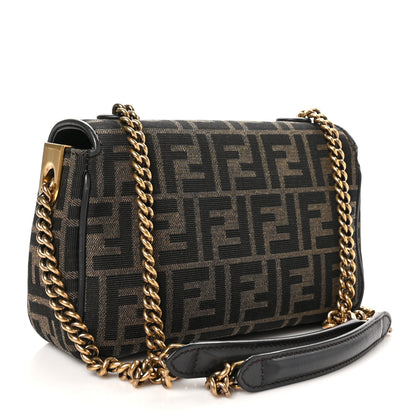 Fendi Fabric Jacquard FF 1974 Midi Chain Baguette Tobacco Moro 3 of 10