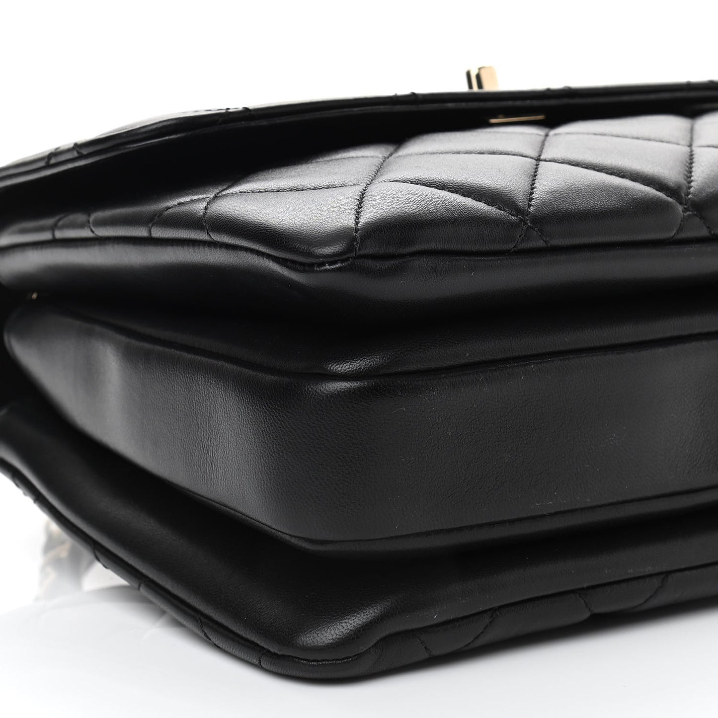 Lambskin Quilted Small Trendy CC Dual Handle Flap Bag Black