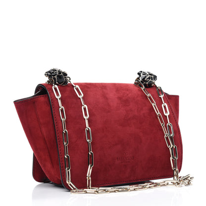 Valentino Garavani Suede Panther Shoulder Bag Red 3 of 17