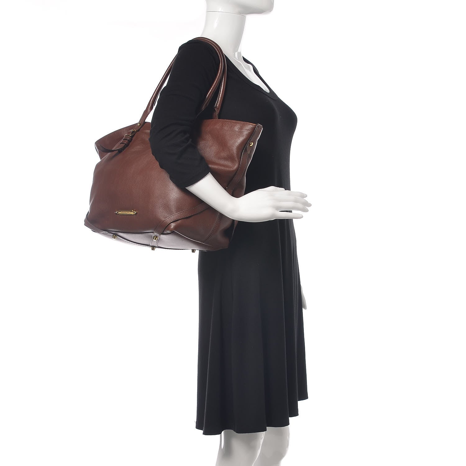 Burberry Soft Calfskin House Check Medium Salisbury Tote Dark Tan 2 of 14