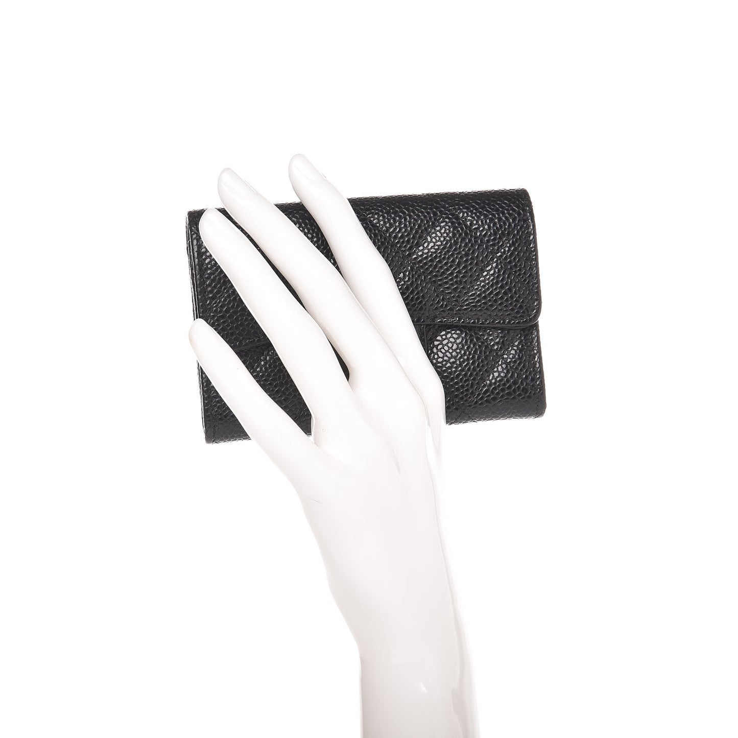 Caviar Quilted Flap Card Holder Black