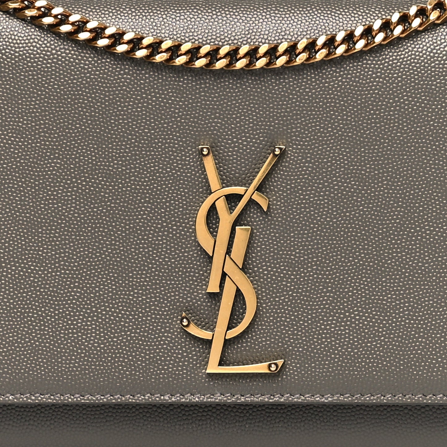 Grain De Poudre Medium Classic Monogram Kate Satchel Earth Grey