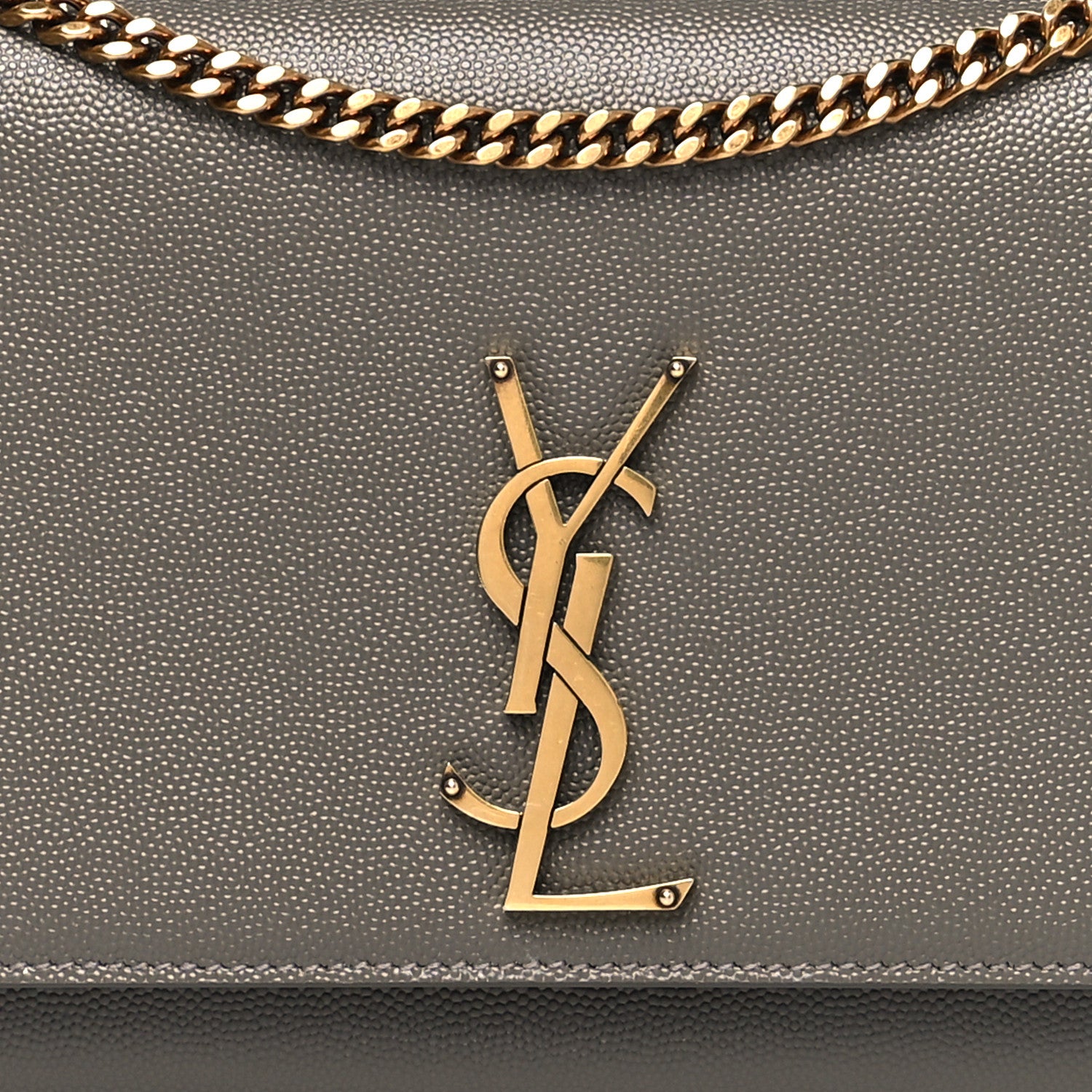 Saint Laurent Grain De Poudre Medium Classic Monogram Kate Satchel Earth Grey 9 of 11