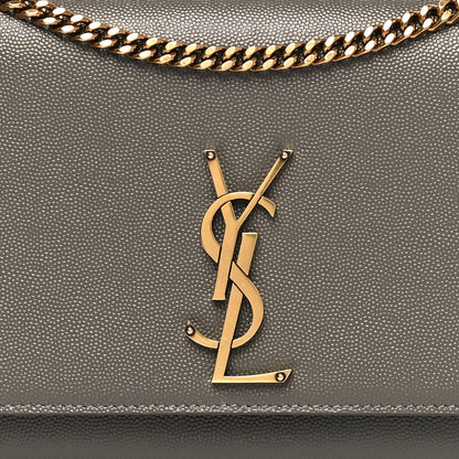 Saint Laurent Grain De Poudre Medium Classic Monogram Kate Satchel Earth Grey 9 of 11