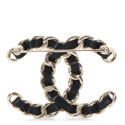 Chanel Lambskin Chain CC Brooch Black Gold 3 of 4