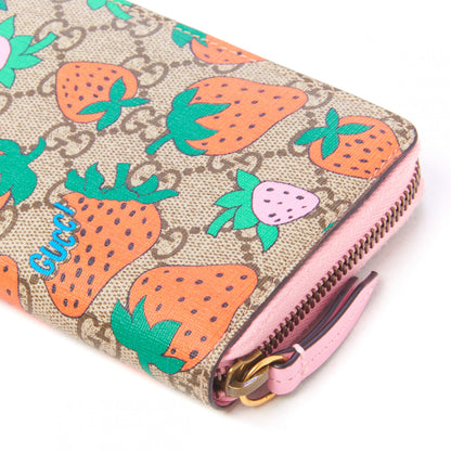Gucci GG Supreme Monogram Strawberry Zip Around Wallet Light Pink 4 of 8