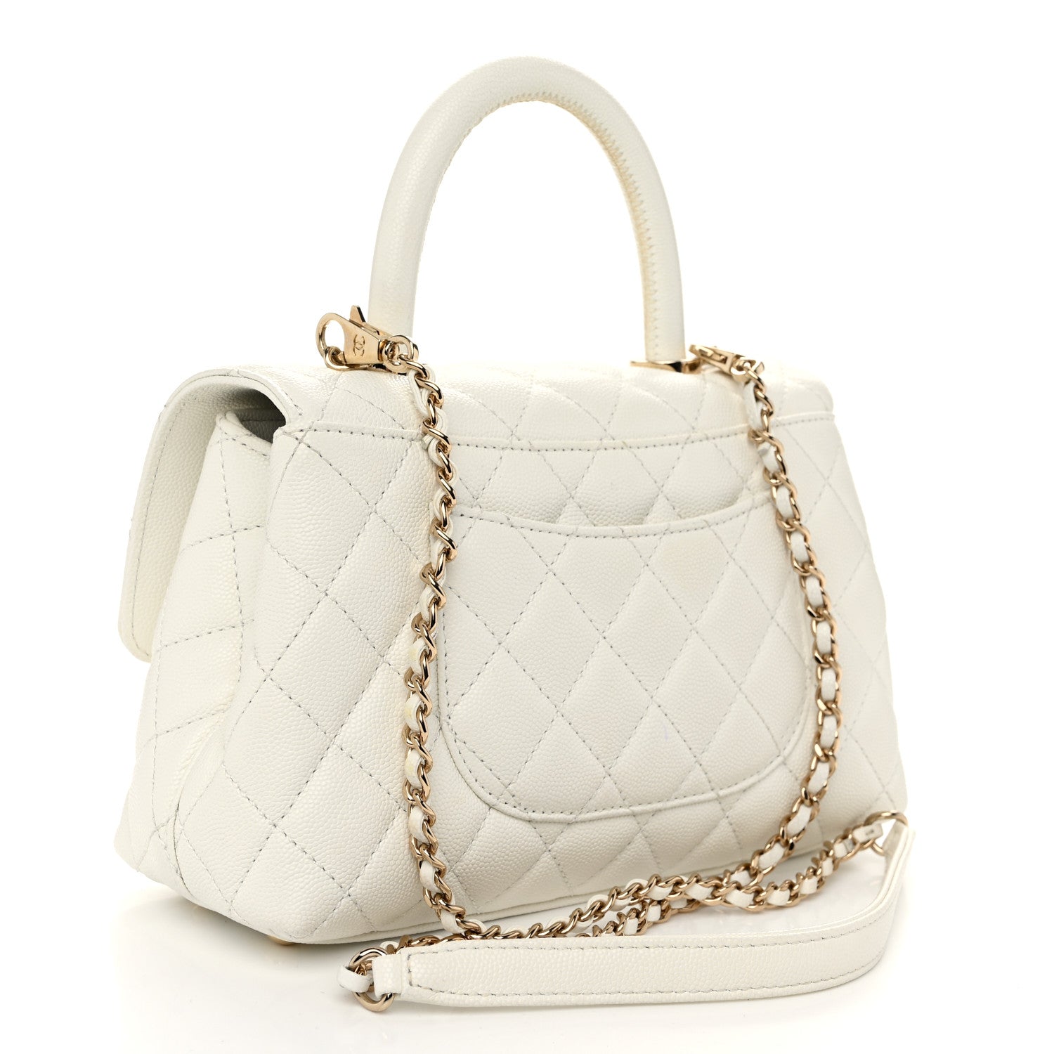 Chanel Caviar Quilted Mini Coco Handle Flap White 3 of 10
