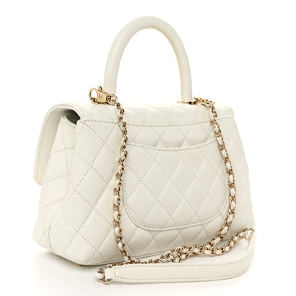 Chanel Caviar Quilted Mini Coco Handle Flap White 3 of 10