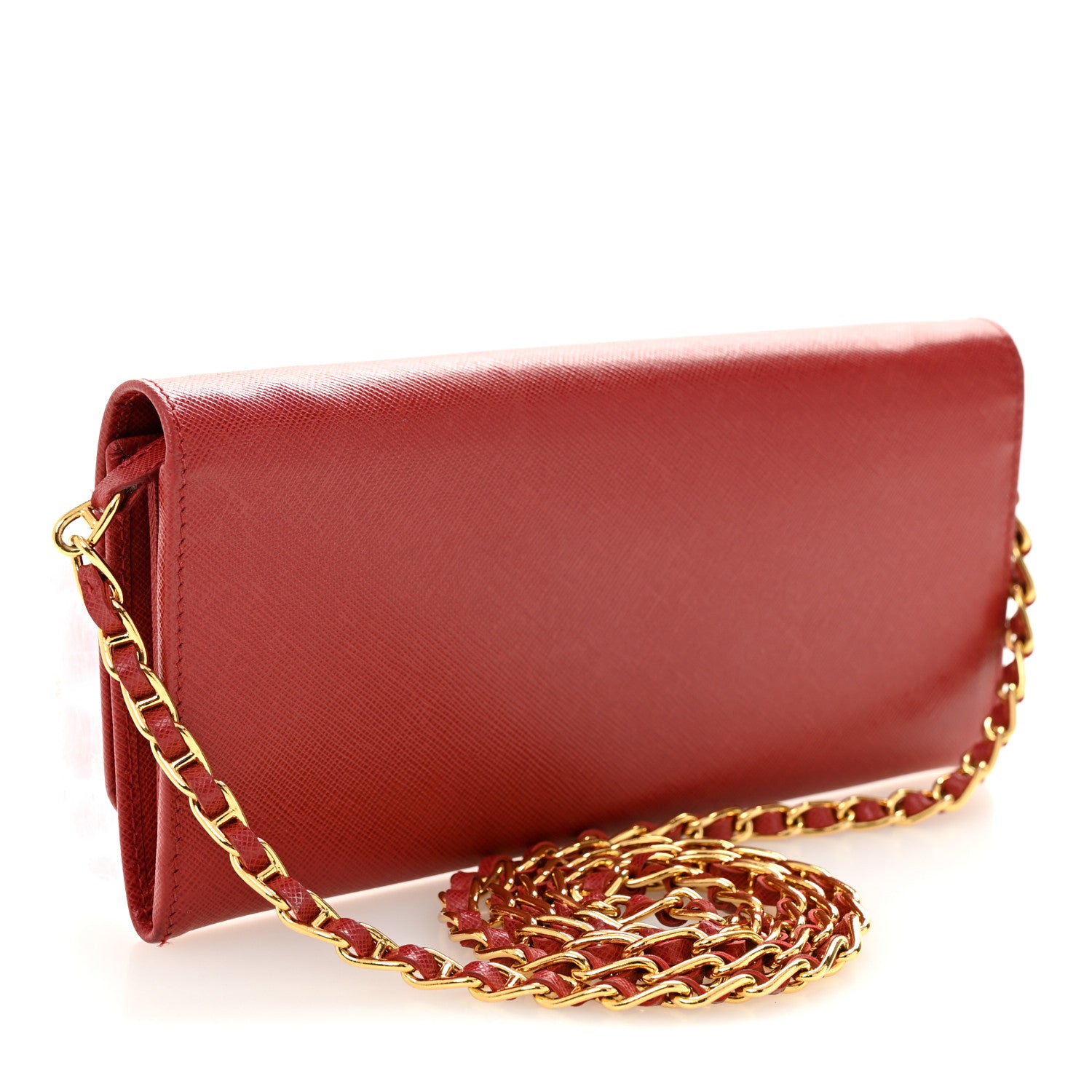 Prada Saffiano Wallet on Chain Fuoco 3 of 9