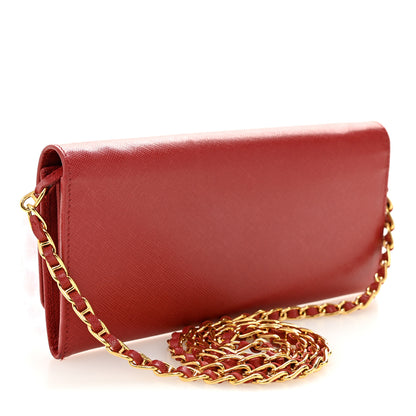 Prada Saffiano Wallet on Chain Fuoco 3 of 9