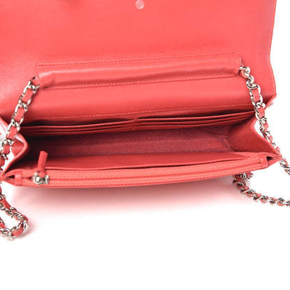 Chanel Patent Quilted Wallet On Chain WOC Coral 5 of 11