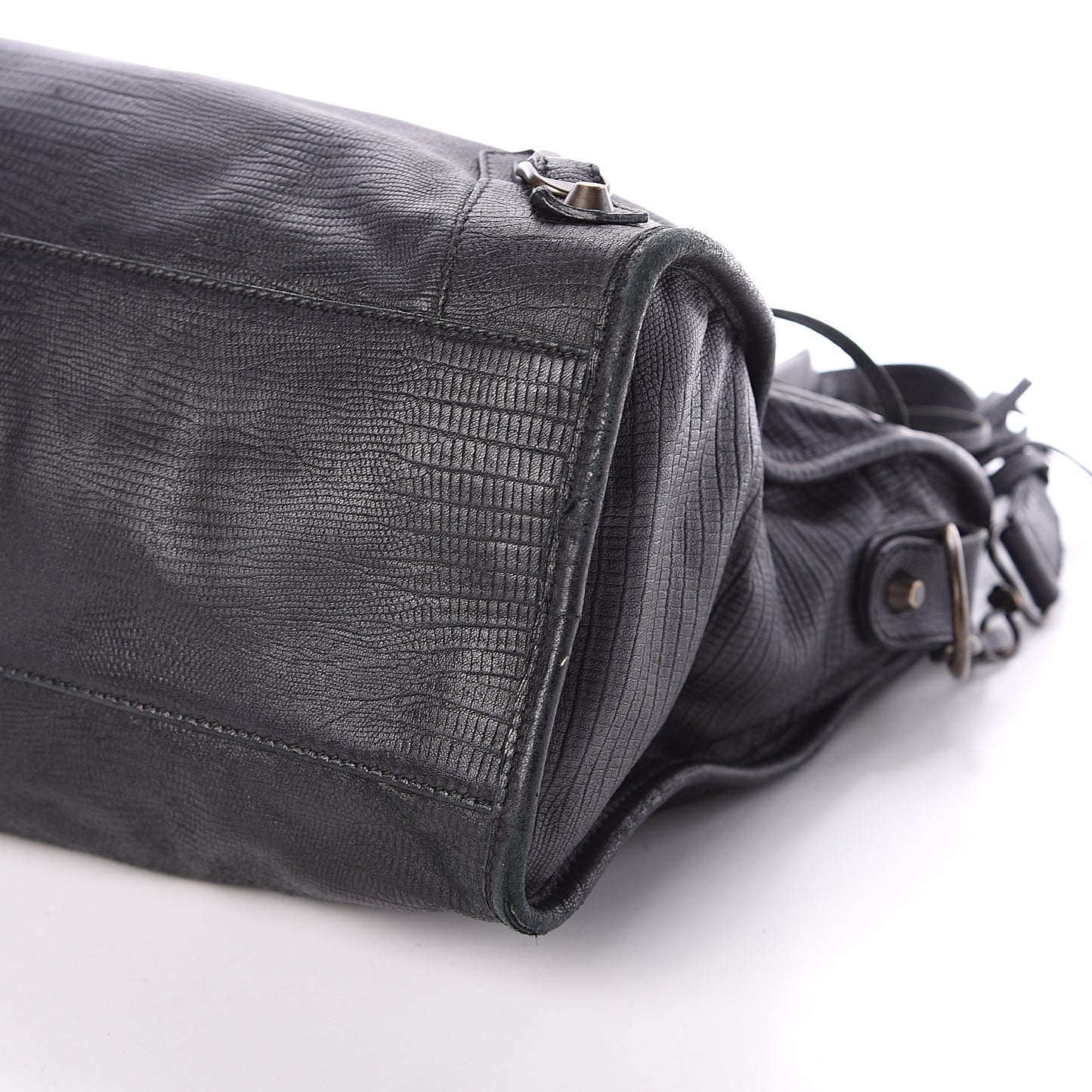 Agneau Lizard Embossed Classic Hardware City Black