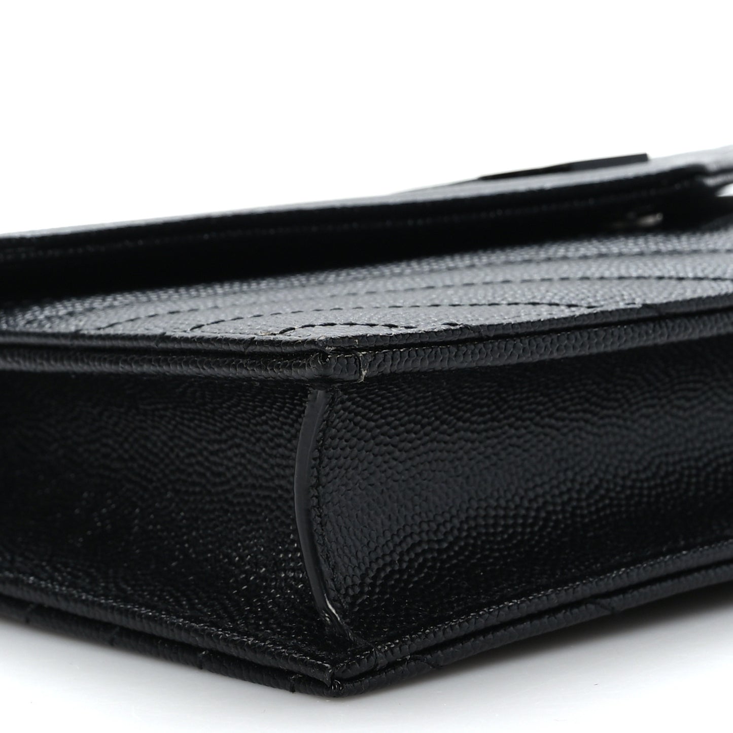 Grain De Poudre Matelasse Chevron Monogram Monochrome Envelope Chain Wallet Black
