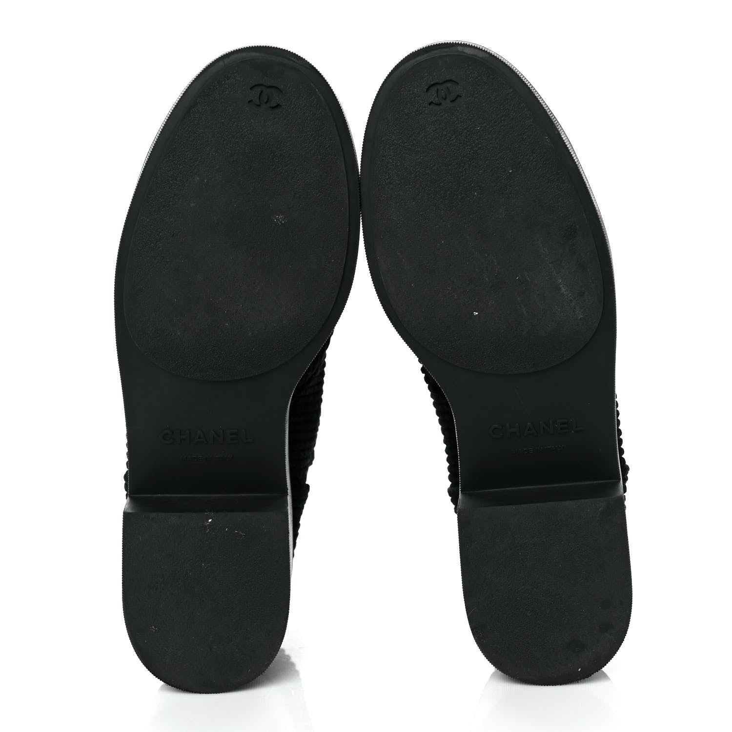 Chanel Corduroy Pearl Combat Short Boots 41.5 Black 5 of 7