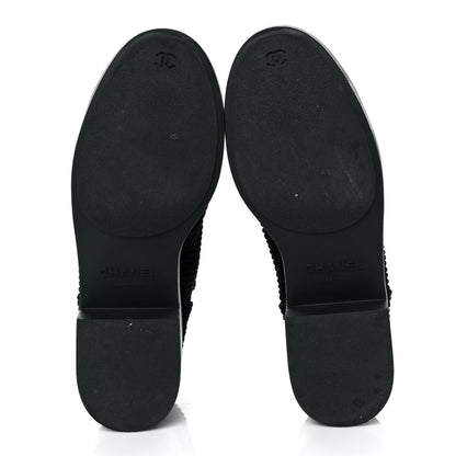 Chanel Corduroy Pearl Combat Short Boots 41.5 Black 5 of 7