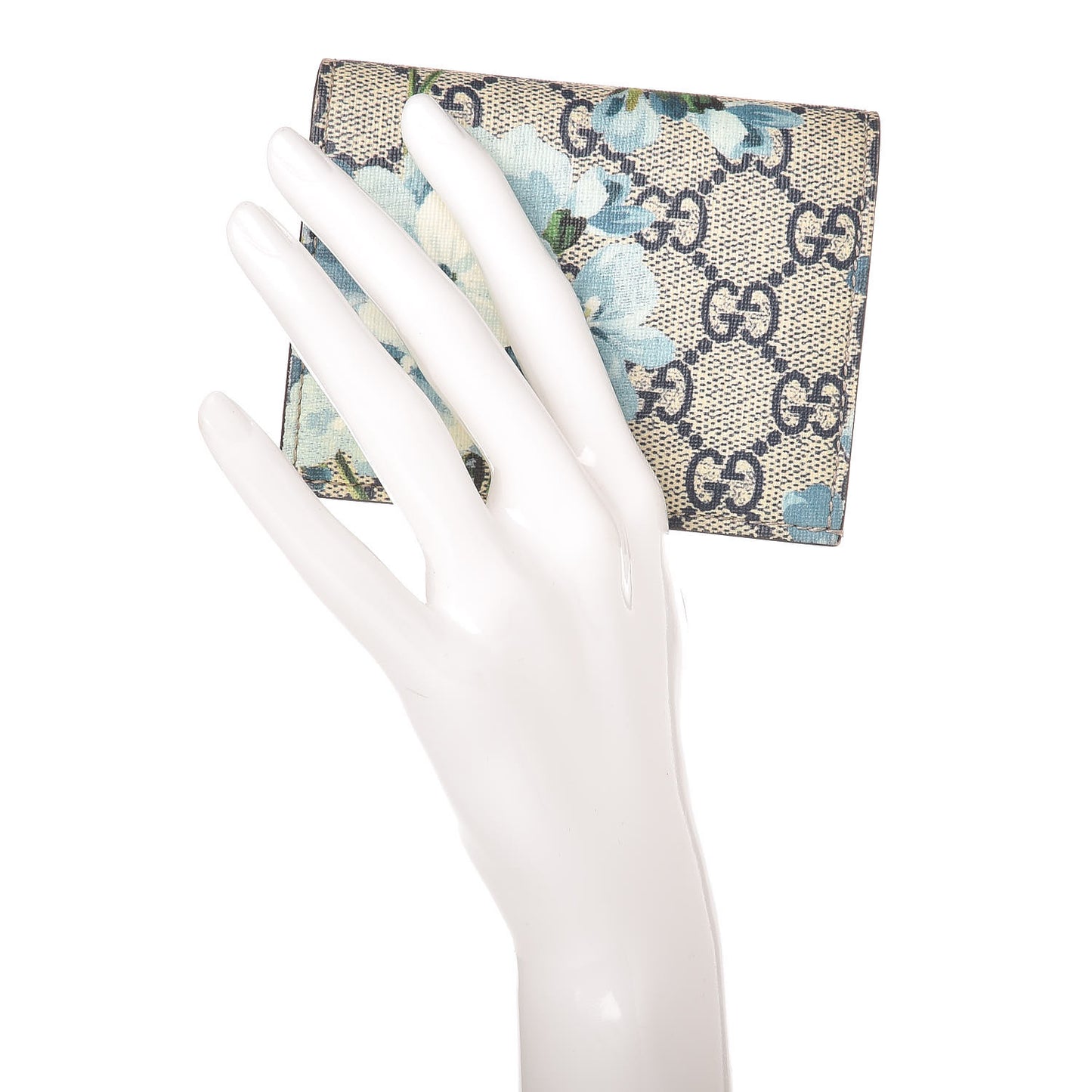 GG Supreme Monogram Blooms Card Case Beige Blue Navy Hibiscus Red