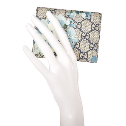 Gucci GG Supreme Monogram Blooms Card Case Beige Blue Navy Hibiscus Red 2 of 8