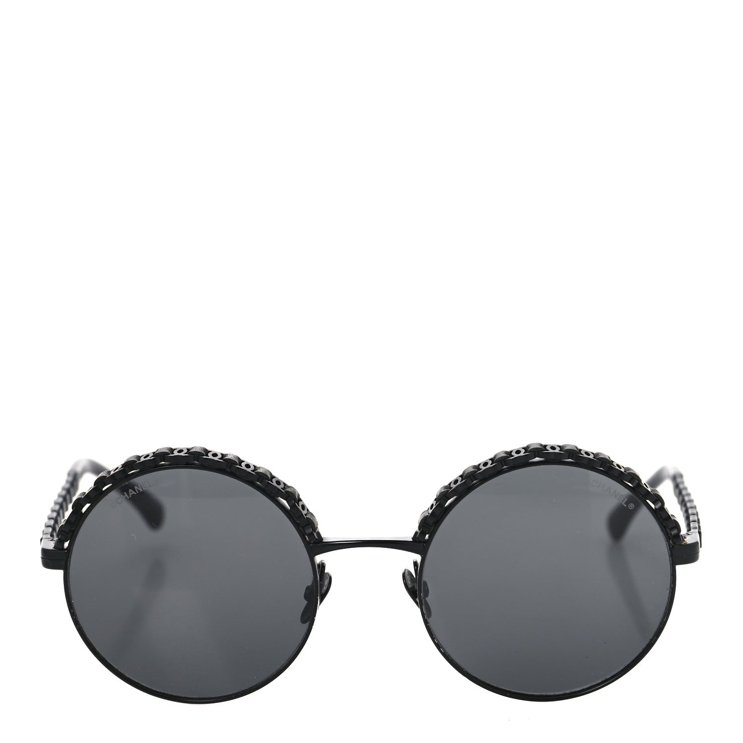 Chanel Metal Calfskin Round Chain Sunglasses 4265-Q Black 2 of 7