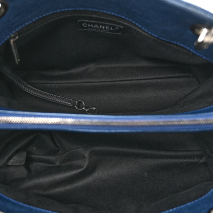 Chanel Iridescent Caviar Quilted Small Chic Tote  Dark Blue 5 of 14