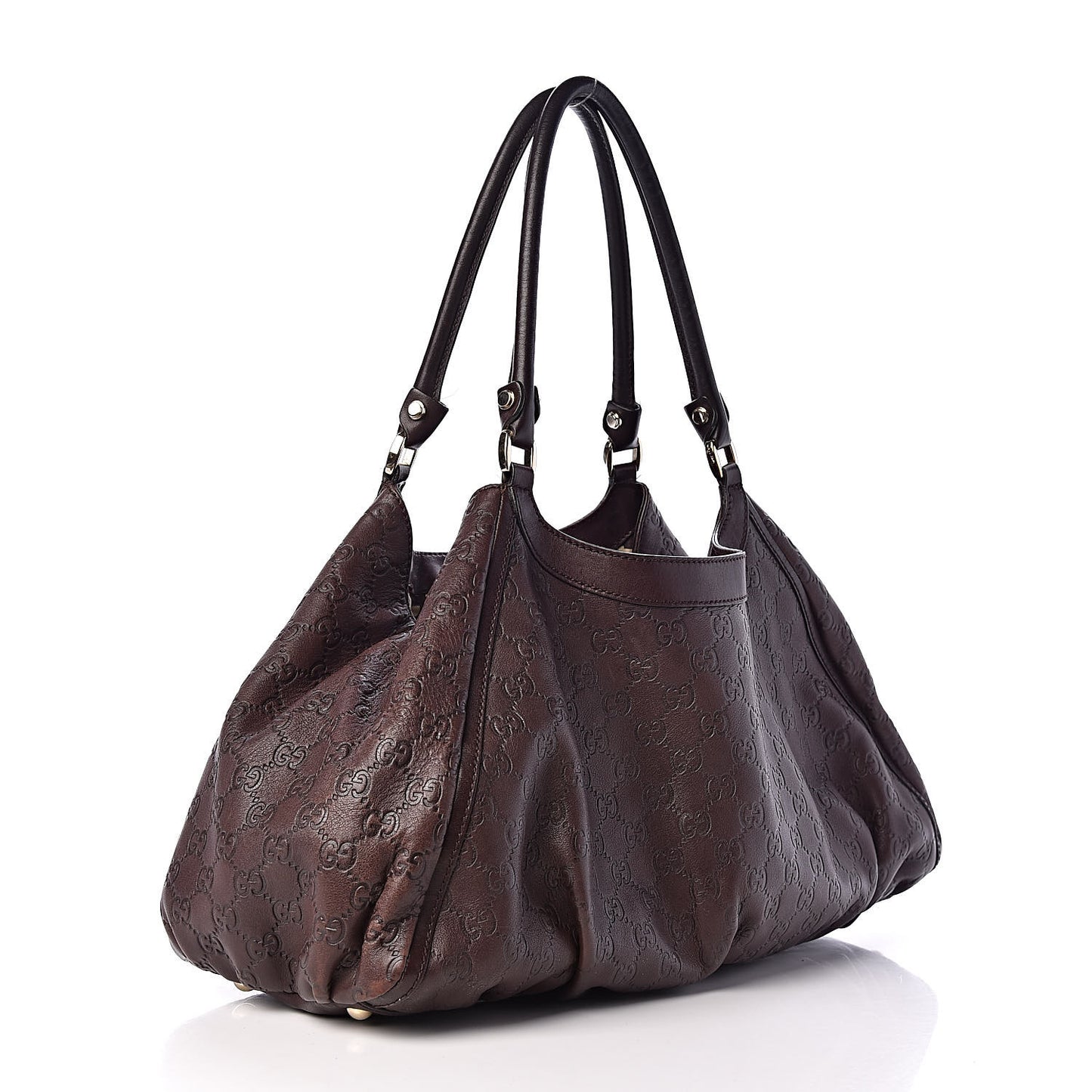 Guccissima Large D Gold Ring Shoulder Bag Chocolate