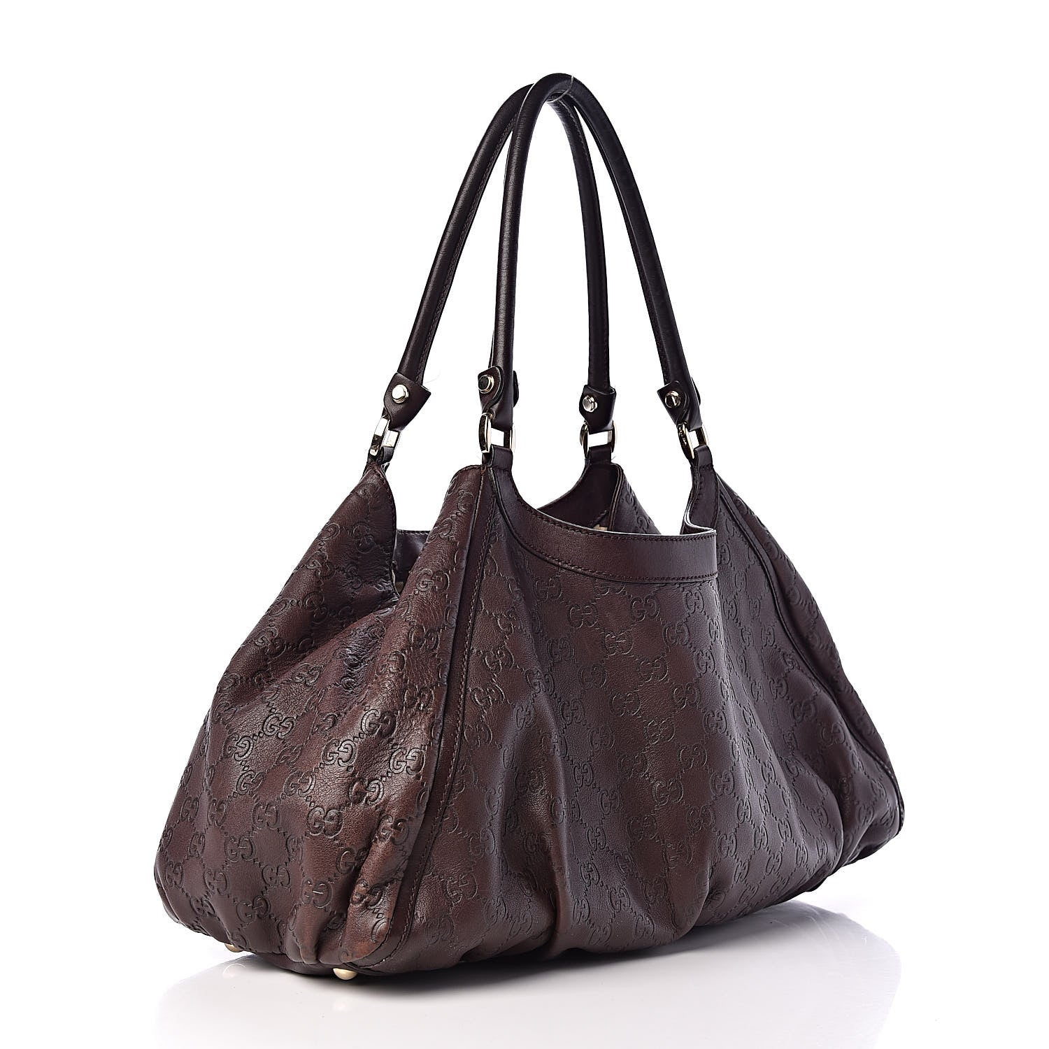 Gucci Guccissima Large D Gold Ring Shoulder Bag Chocolate 3 of 13