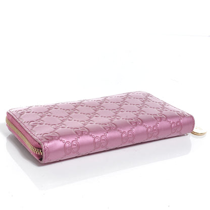 Gucci Metallic Soft Guccissima Heart Zip Around Wallet Fresia Rose 4 of 7