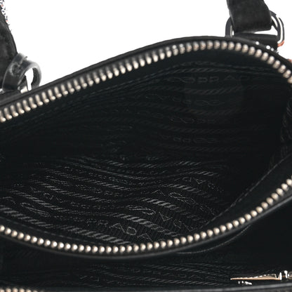 Prada Satin Crystal Mini Galleria Double Zip Tote Metal 7 of 12