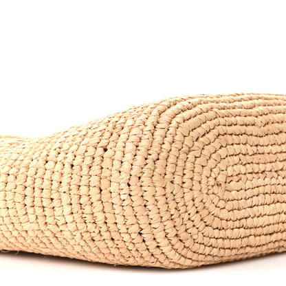 Loewe Calfskin Raffia Slit Pochette Bag Natural Tan 9 of 11