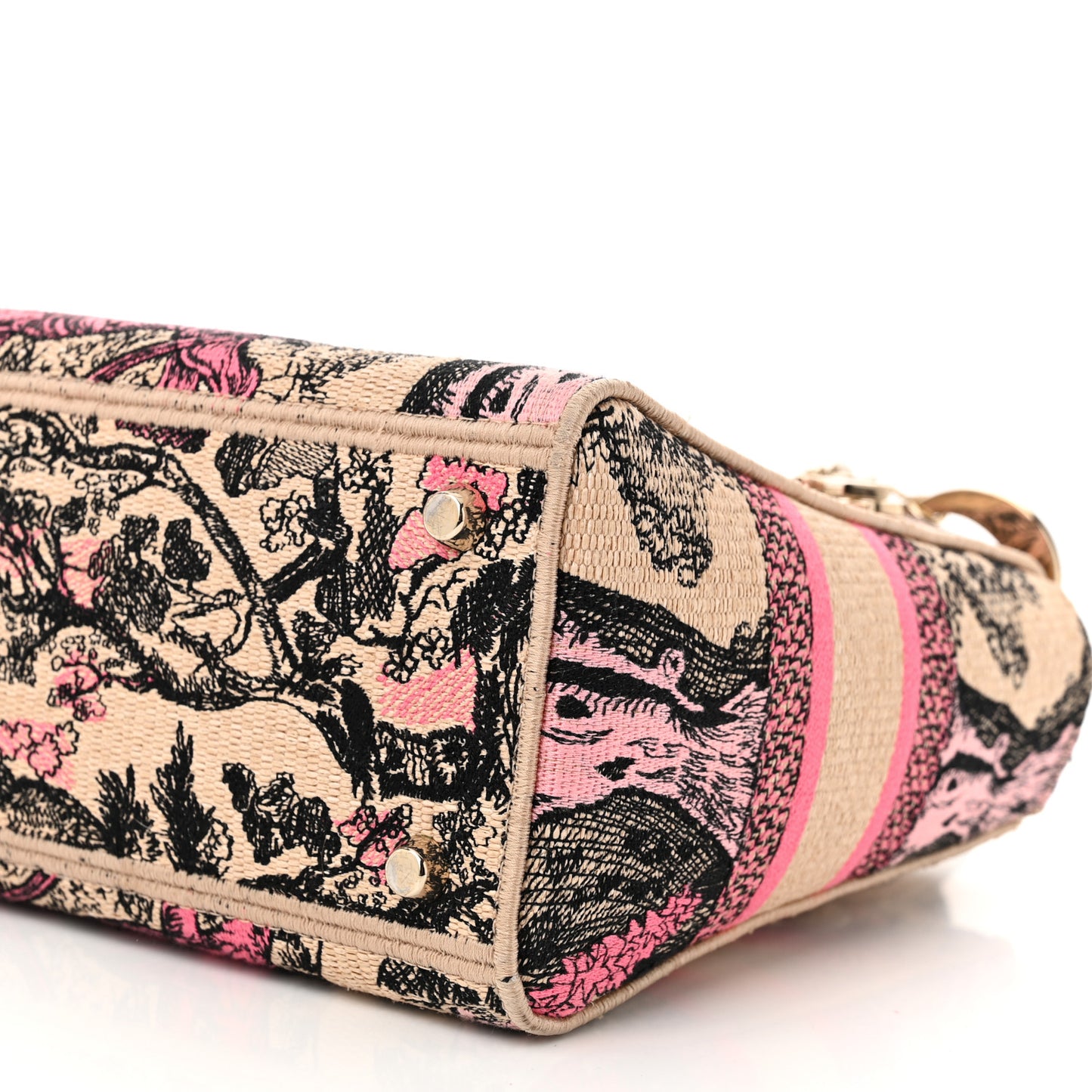 Canvas Toile De Jouy Embroidered Medium Lady D-Lite Beige Pink