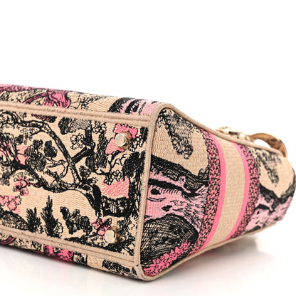 Christian Dior Canvas Toile De Jouy Embroidered Medium Lady D-Lite Beige Pink 10 of 10