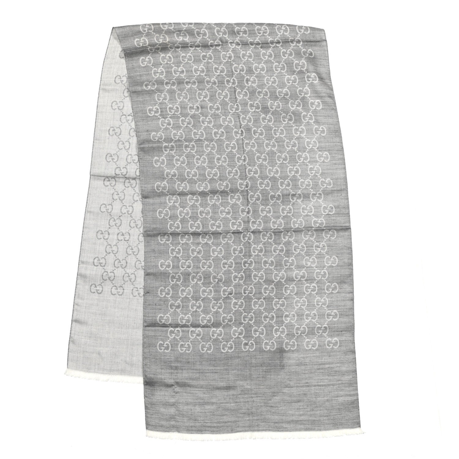 Gucci Wool Silk GG Monogram GGNat Scarf Lead 2 of 5