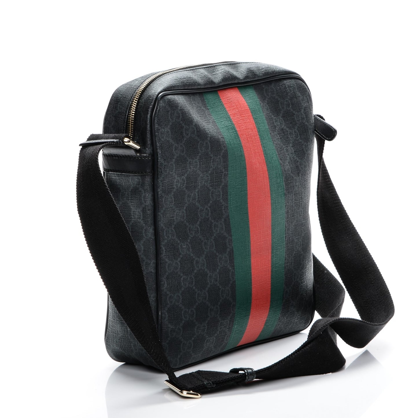 GG Plus Monogram Web Messenger Bag Black