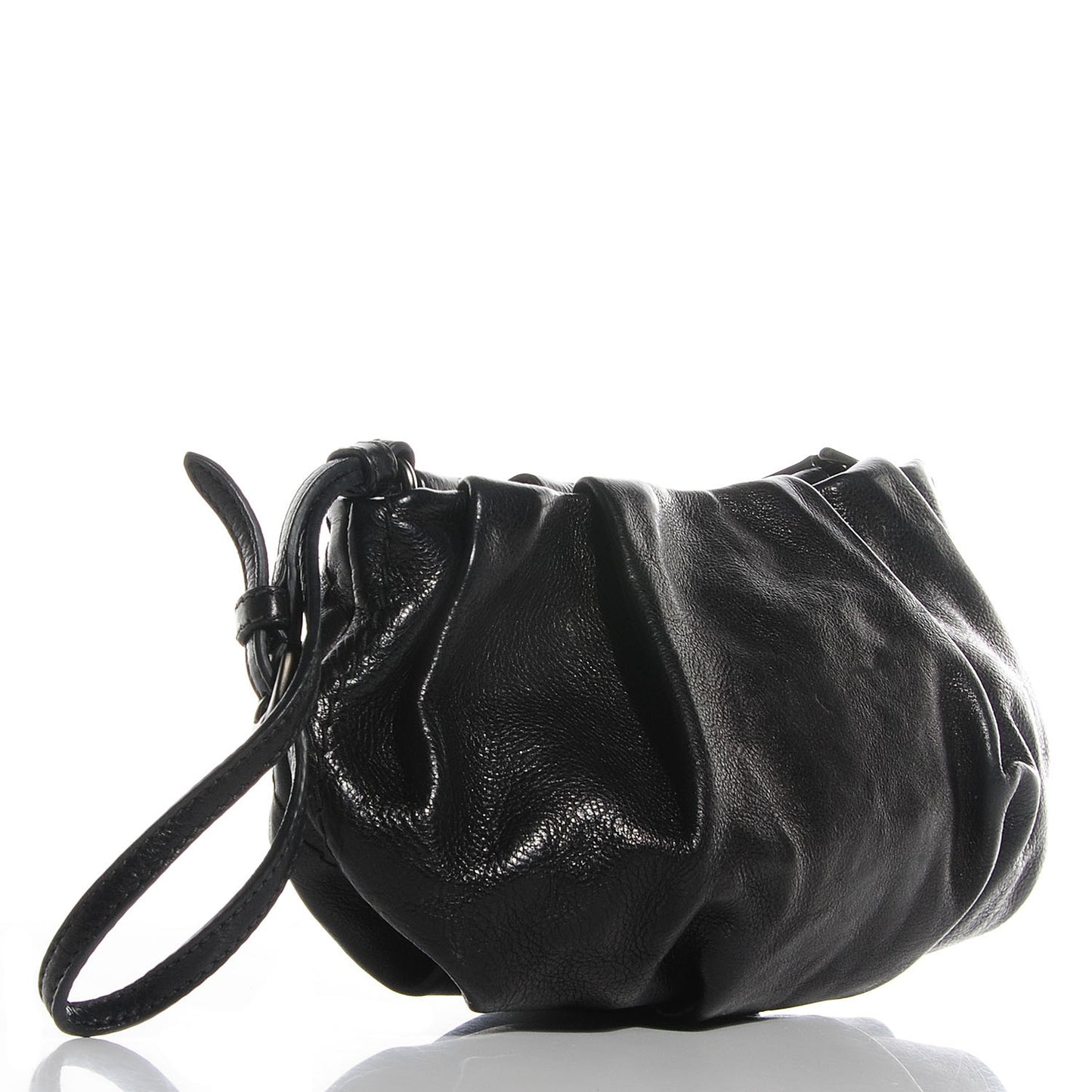 Glace Calf Clutch Wristlet Nero Black