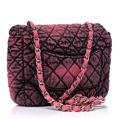 Chanel Washed Denim Quilted Small Denimpression Flap Red Black 2 of 5